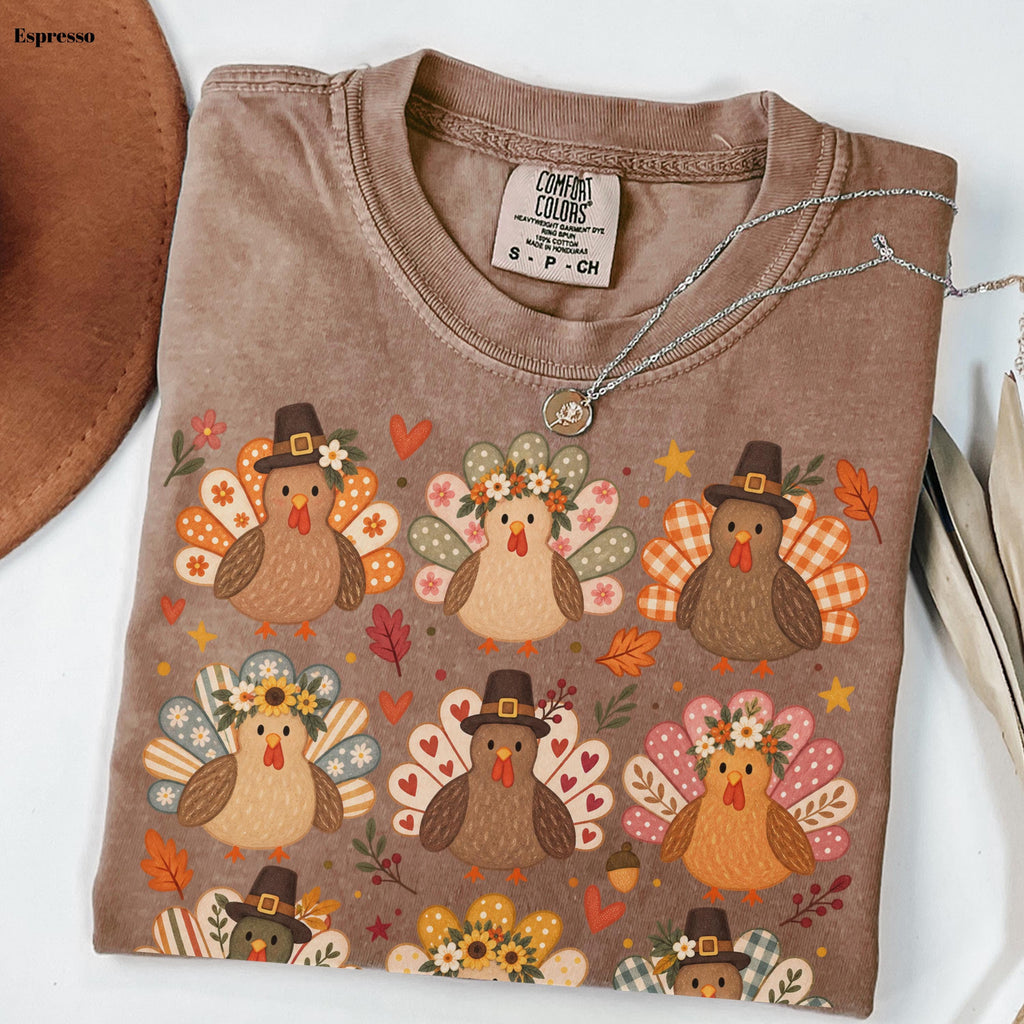 Comfort Colors Boho Turkey Thanksgiving Wild Turkey Tee Give Thanks Preppy Fall 39 Autumn Season (1)