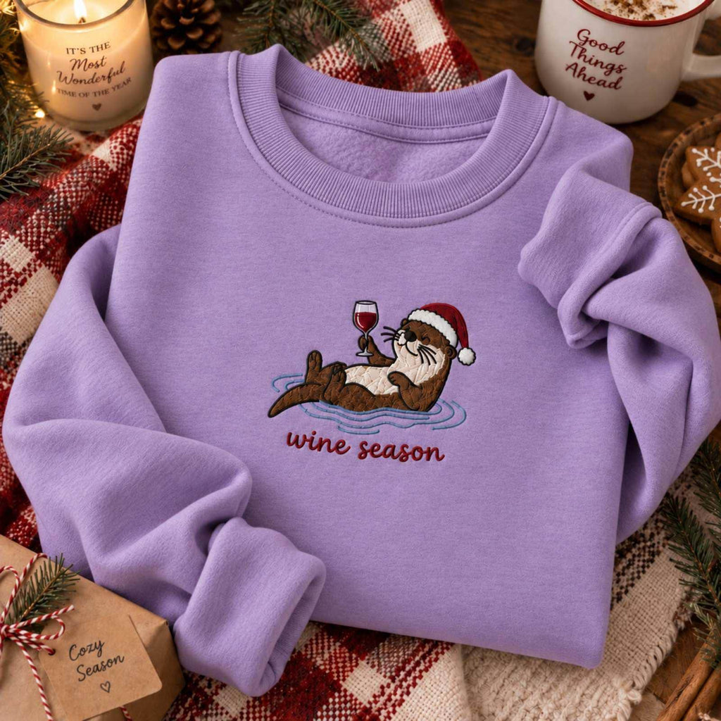 Christmas Otter Wine Wine Season Embroidered Holiday Christmas (2)