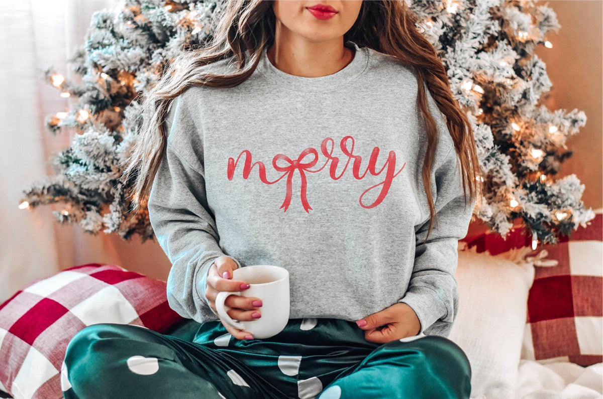 Retro Coquette Christmas Merry Bow Holiday Festive Tee Vintage Xmas (3)