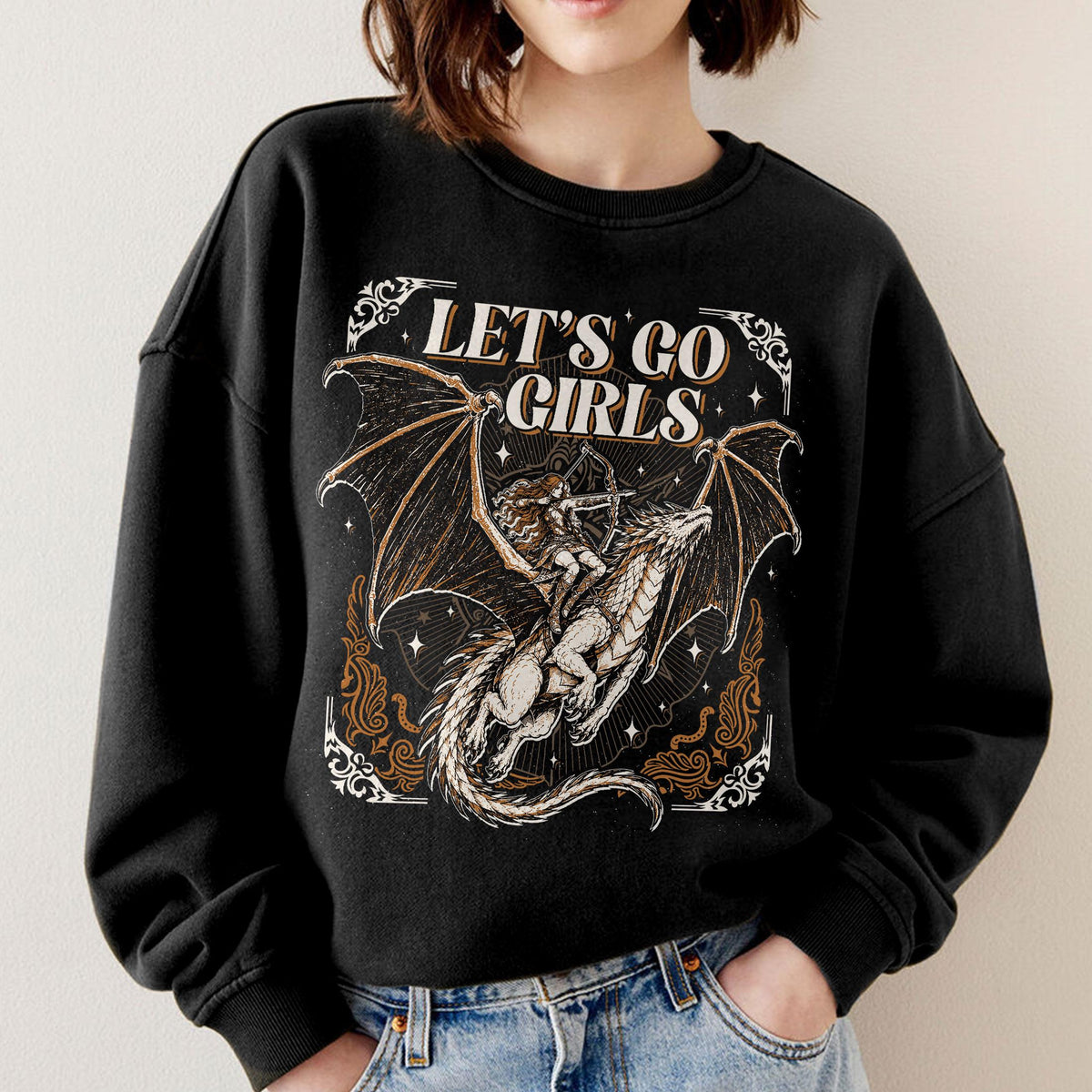 Dragon Rider Let Go Woman Warrior Vintage Girl Power Fantasy Book Reader Book Lovers Tee (4)