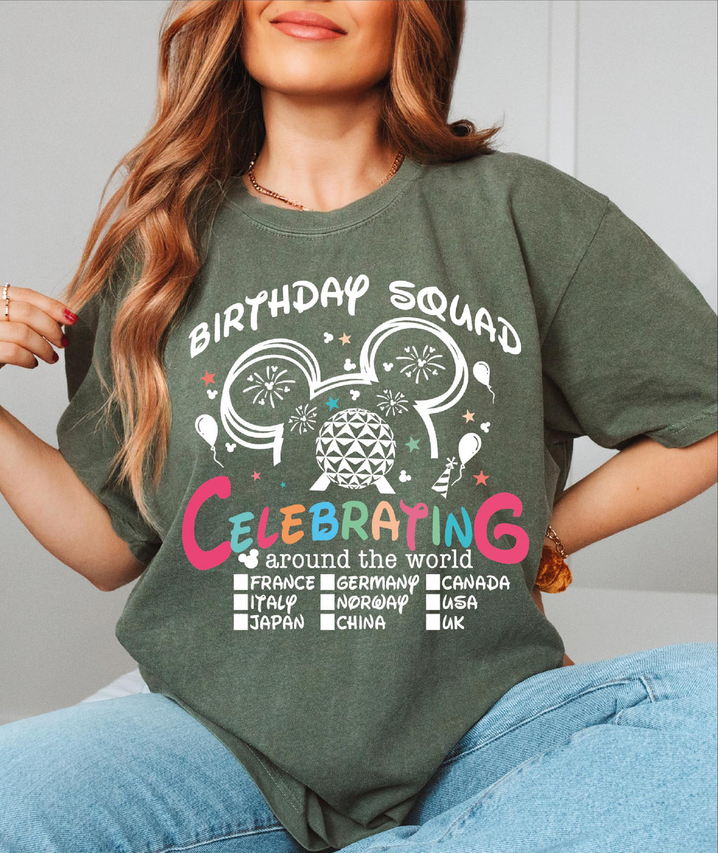 Disney Birthday Squad Celebrating Around World Tee Epcot Birthday Trip Disney World Birthday Tee (3)