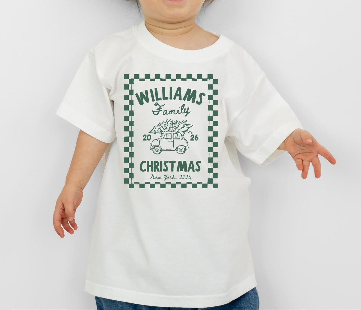 Personalized Christmas Family Custom Christmas Crew Comfort Colors Tee Matching Family Holiday Family Name Christmas (4)