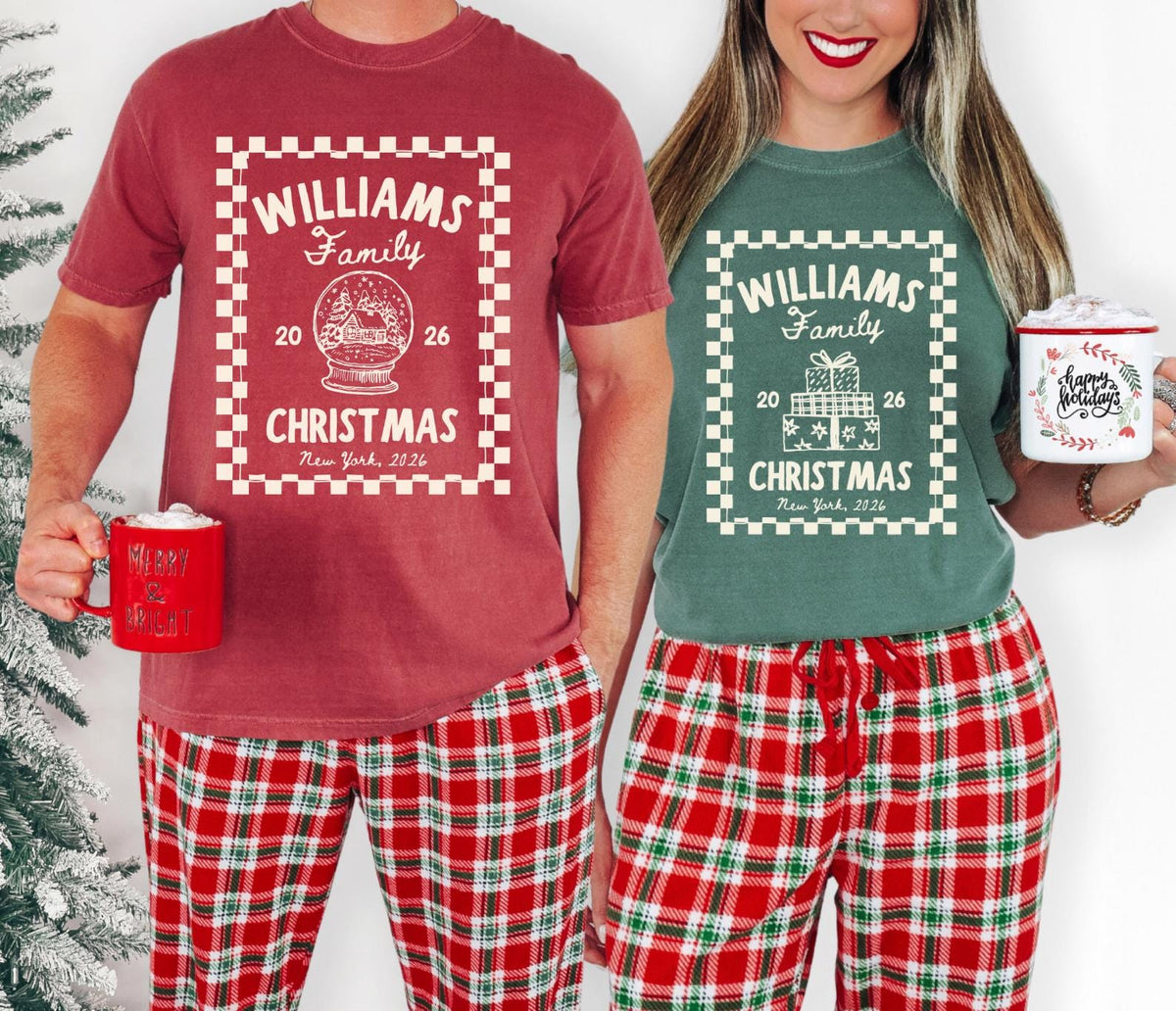 Personalized Christmas Family Custom Christmas Crew Comfort Colors Tee Matching Family Holiday Family Name Christmas (3)