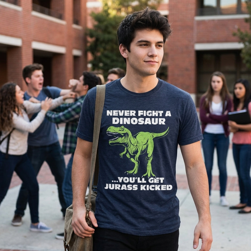Never Fight A Dinosaur Youll Get Jurass Kicked Men's T Shirt