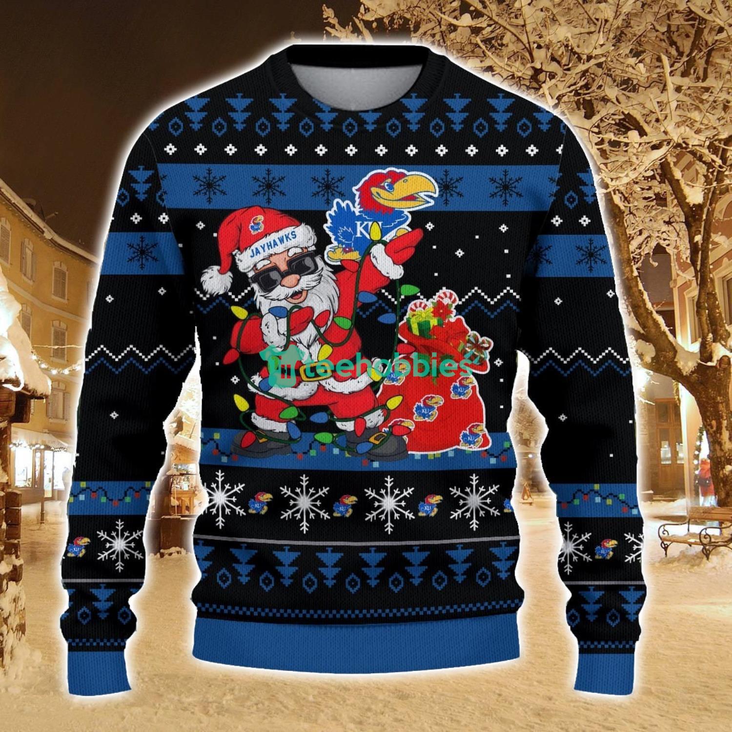 Kansas Jayhawks Santa Claus Ugly Christmas Sweater All Printed Sweater For Fans Gift Ideas