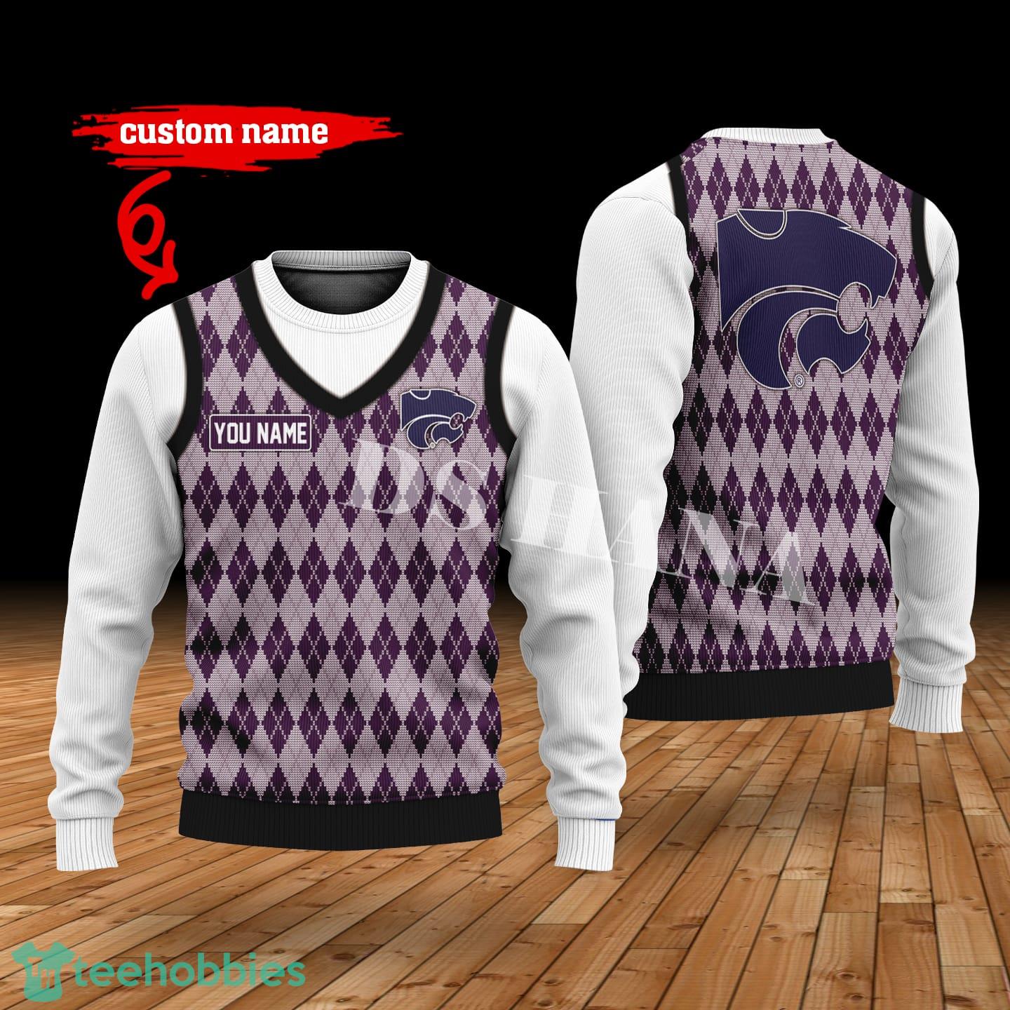 Kansas State Wildcats Custom Name New Style Sweater Ghile Style 3D Print Christmas Sweater