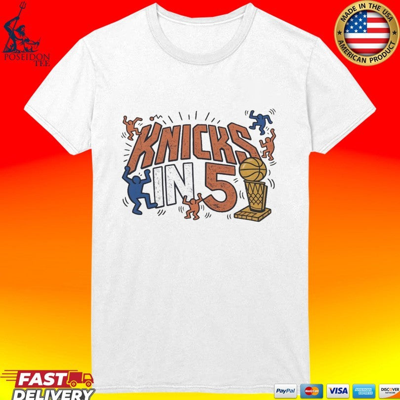 Knicks In 5 Ny Basketball Street Art Graphic T-shirt