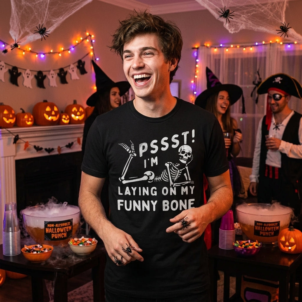 Pssst Im Laying On My Funny Bone Men's T Shirt