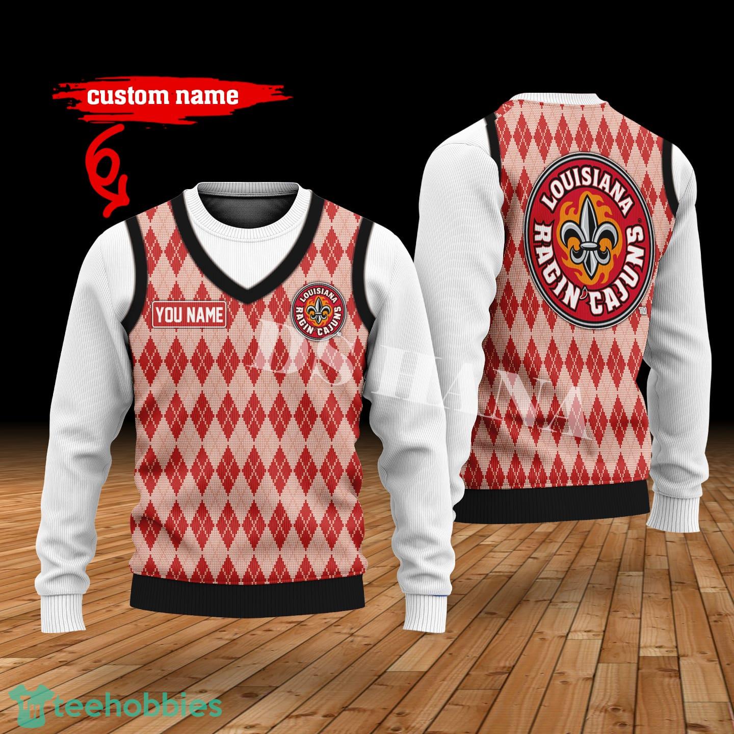 Louisiana Ragin’ Cajuns Custom Name New Style Sweater Ghile Style 3D Print Christmas Sweater