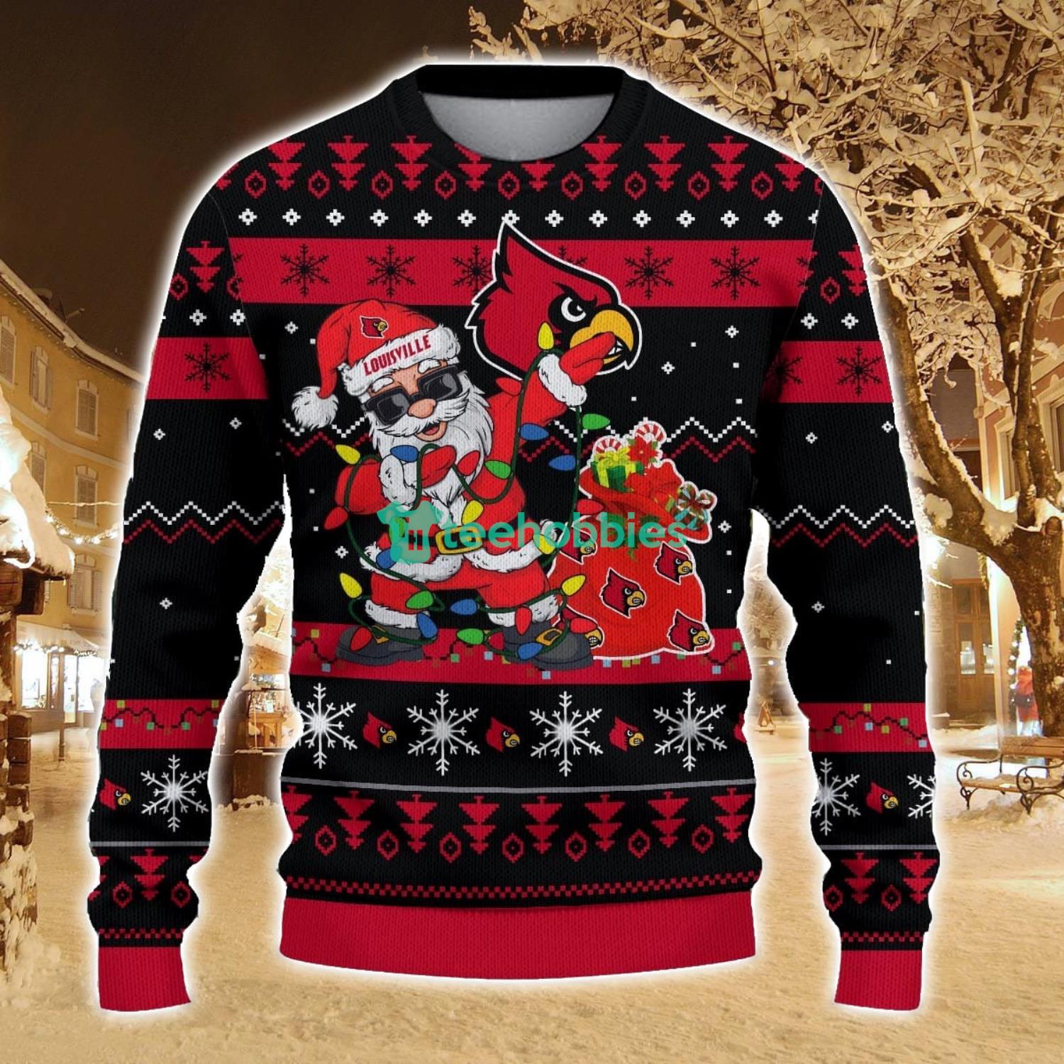 Louisville Cardinals Santa Claus Ugly Christmas Sweater All Printed Sweater For Fans Gift Ideas
