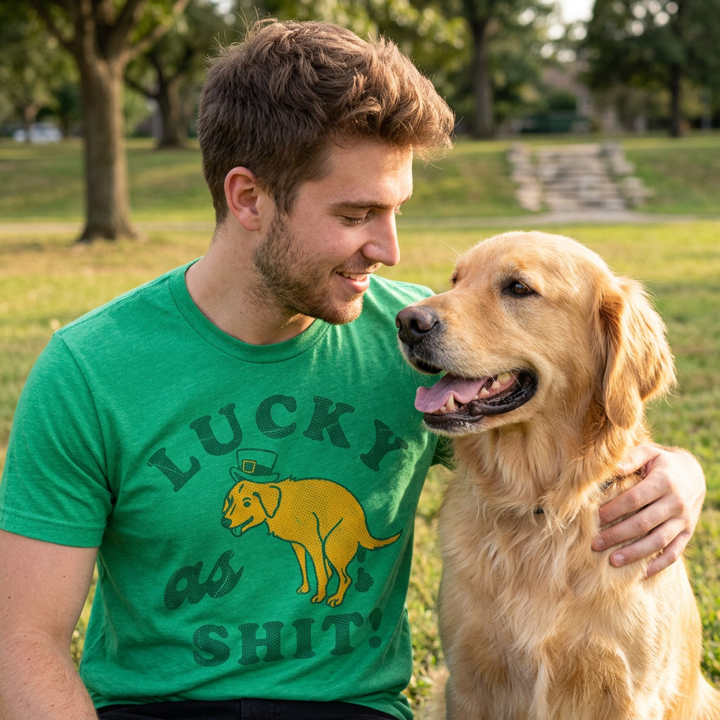 Lucky As Shit Dog Men's T Shirt