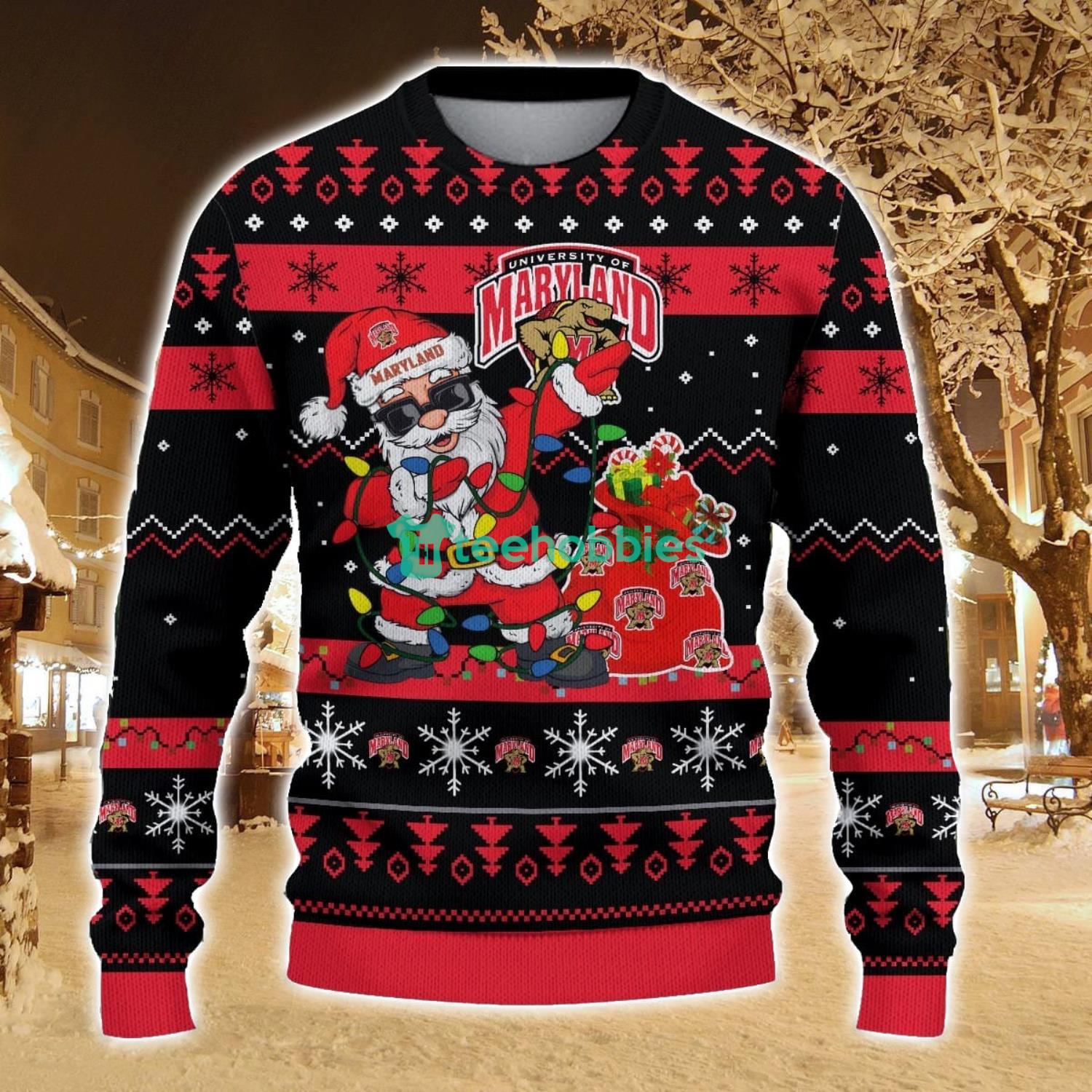 Maryland Terrapins Santa Claus Ugly Christmas Sweater All Printed Sweater For Fans Gift Ideas