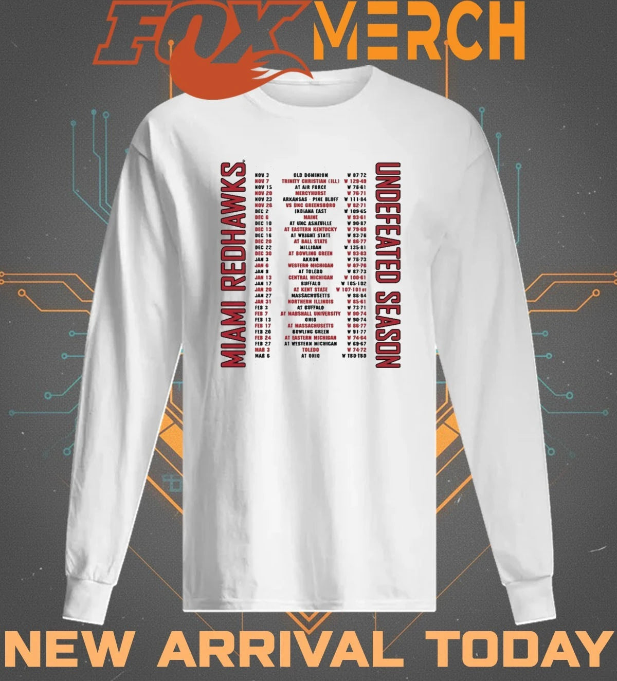 Miami RedHawks 2026 Men’s Basketball Undefeated Season Schedule t-shirt