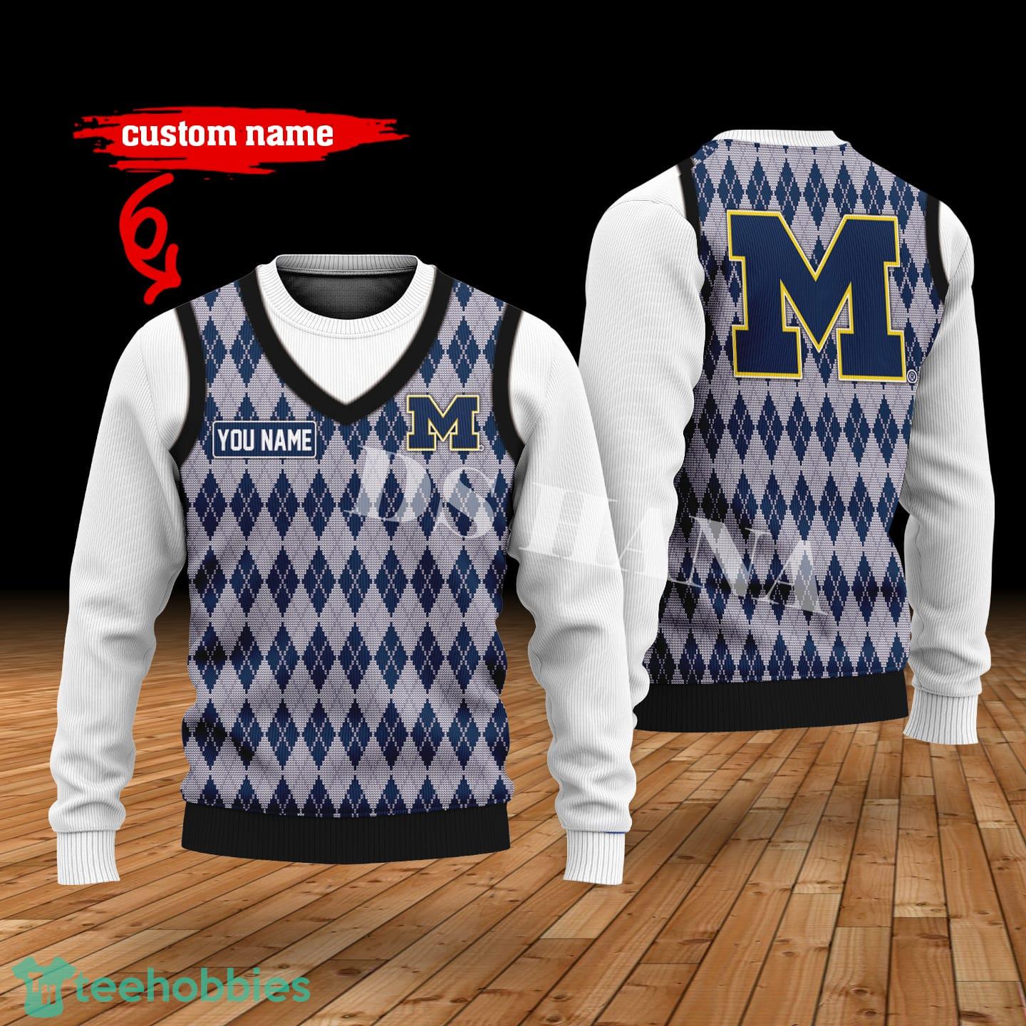 Michigan Wolverines Custom Name New Style Sweater Ghile Style 3D Print Christmas Sweater