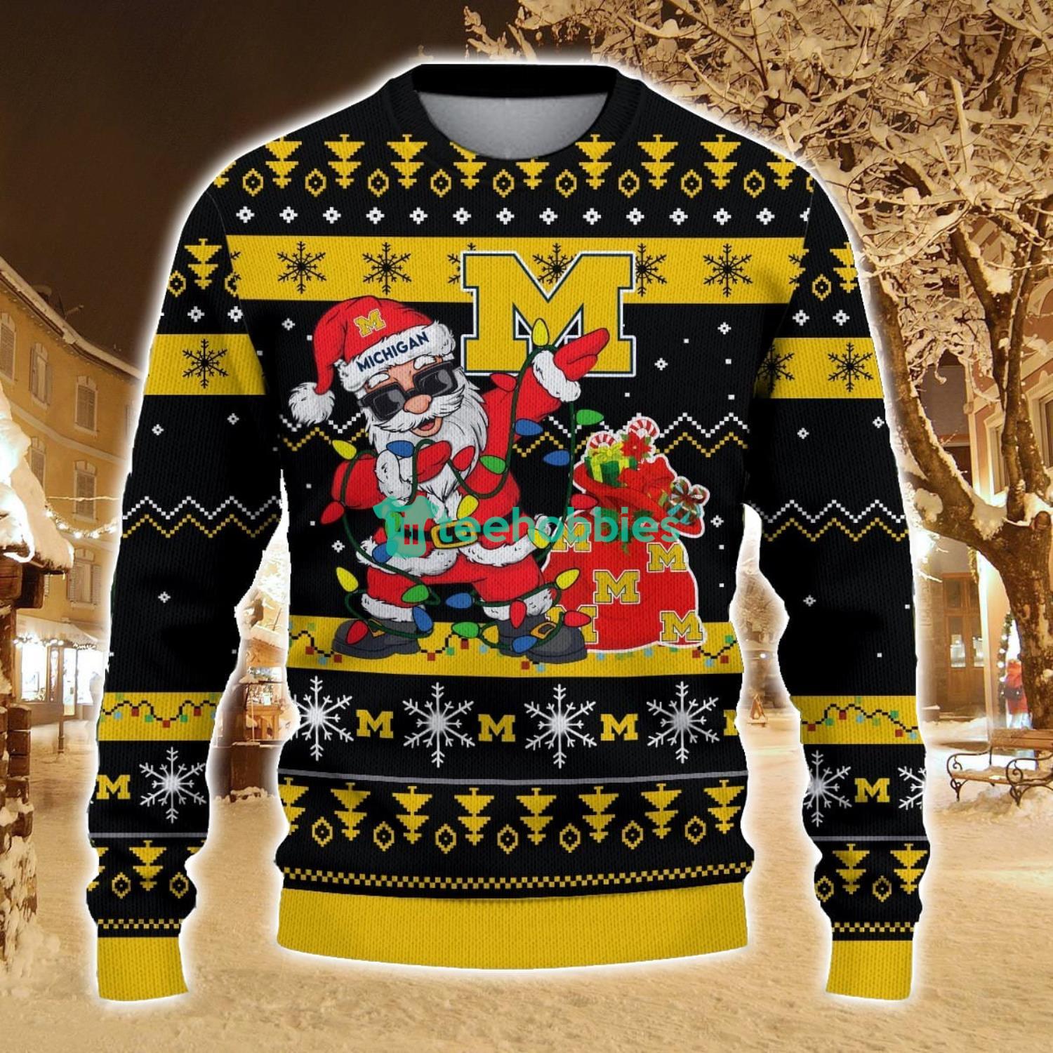 Michigan Wolverines Santa Claus Ugly Christmas Sweater All Printed Sweater For Fans Gift Ideas