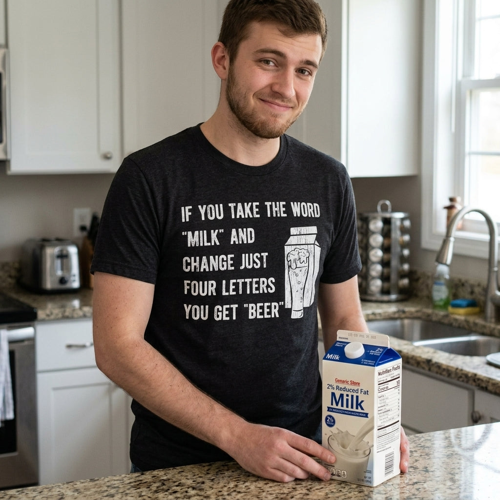 If You Take The Word Milk And Change Just Four Letters You Get Beer Men's T Shirt