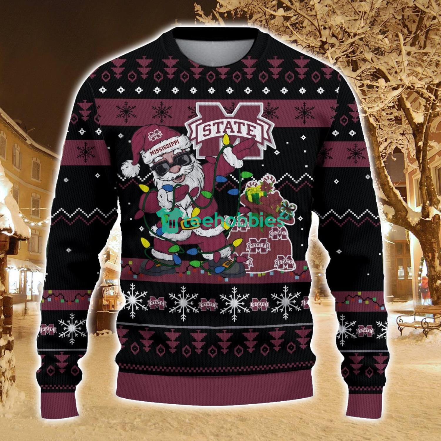 Mississippi State Bulldogs Santa Claus Ugly Christmas Sweater All Printed Sweater For Fans Gift Ideas