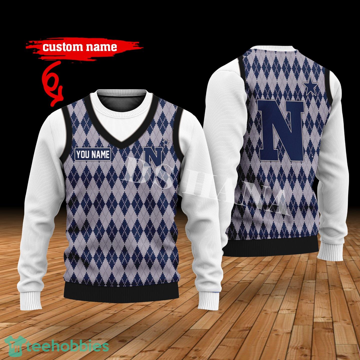 Navy Midshipmen Custom Name New Style Sweater Ghile Style 3D Print Christmas Sweater