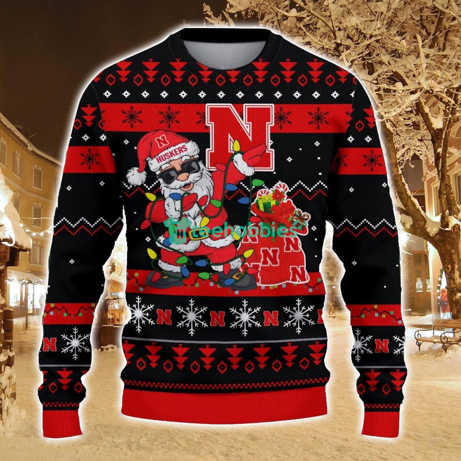 Nebraska Cornhuskers Santa Claus Ugly Christmas Sweater All Printed Sweater For Fans Gift Ideas