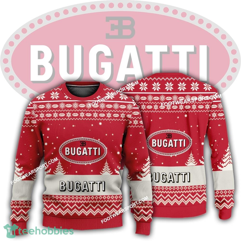New Logo Bugatti Car Racing Gather Knitted Christmas 3D Sweater Gift Holidays