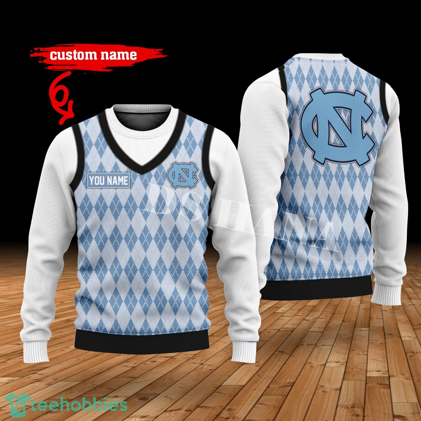 North Carolina Tar Heels Custom Name New Style Sweater Ghile Style 3D Print Christmas Sweater