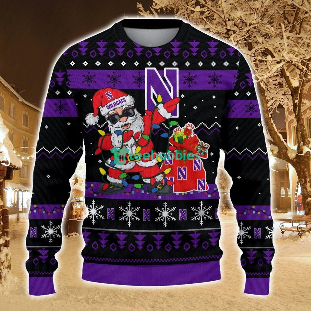 Northwestern Wildcats Santa Claus Ugly Christmas Sweater All Printed Sweater For Fans Gift Ideas