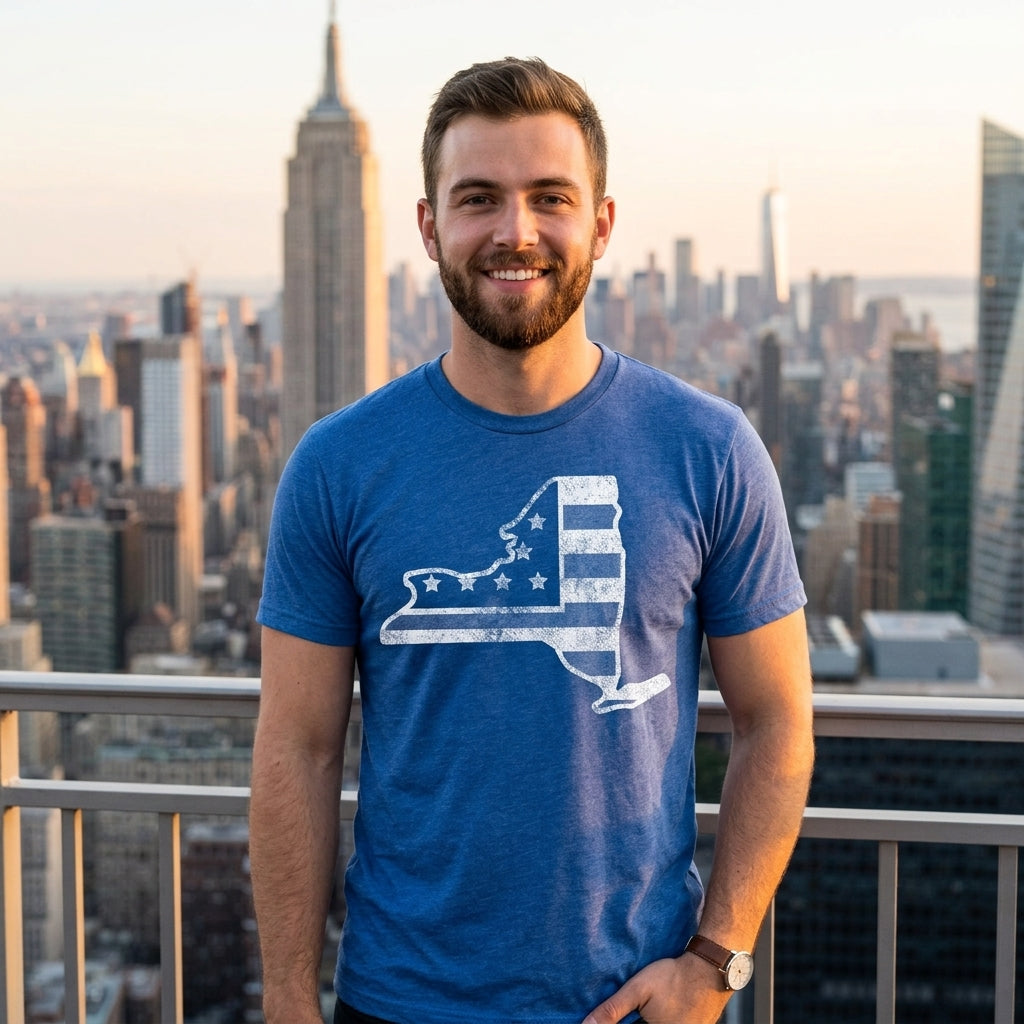 American Flag New York State Men's T Shirt