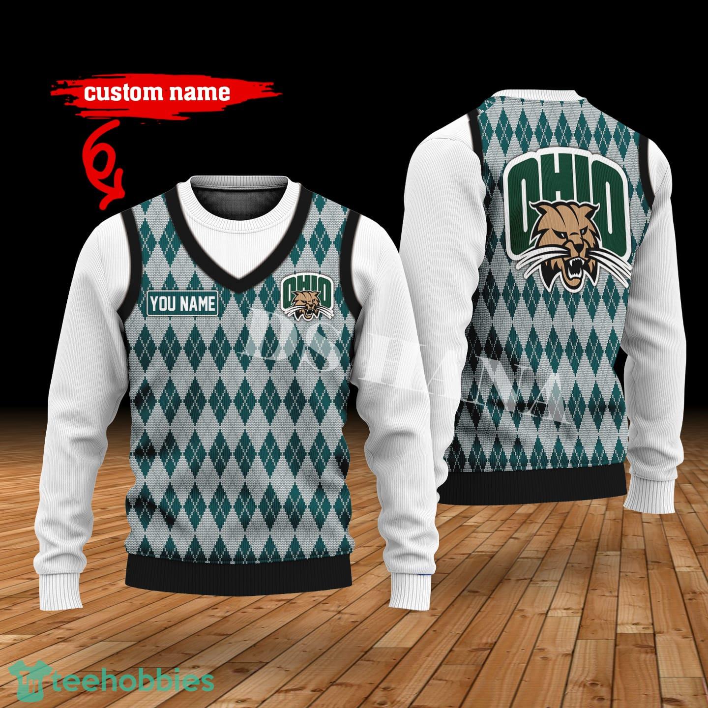 Ohio Bobcats Custom Name New Style Sweater Ghile Style 3D Print Christmas Sweater