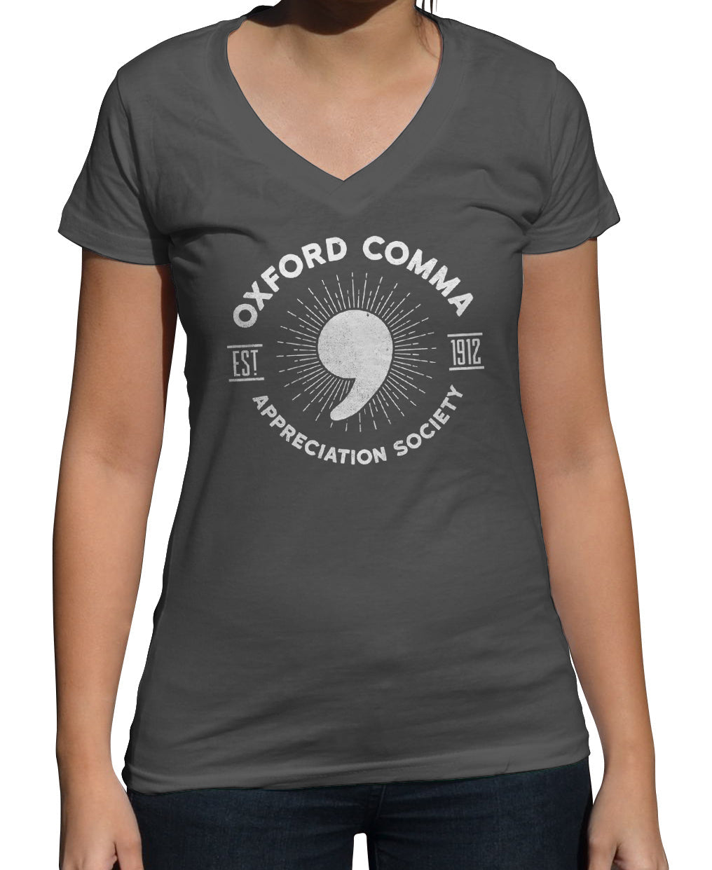 Women's Oxford Comma Appreciation Society Vneck T-Shirt