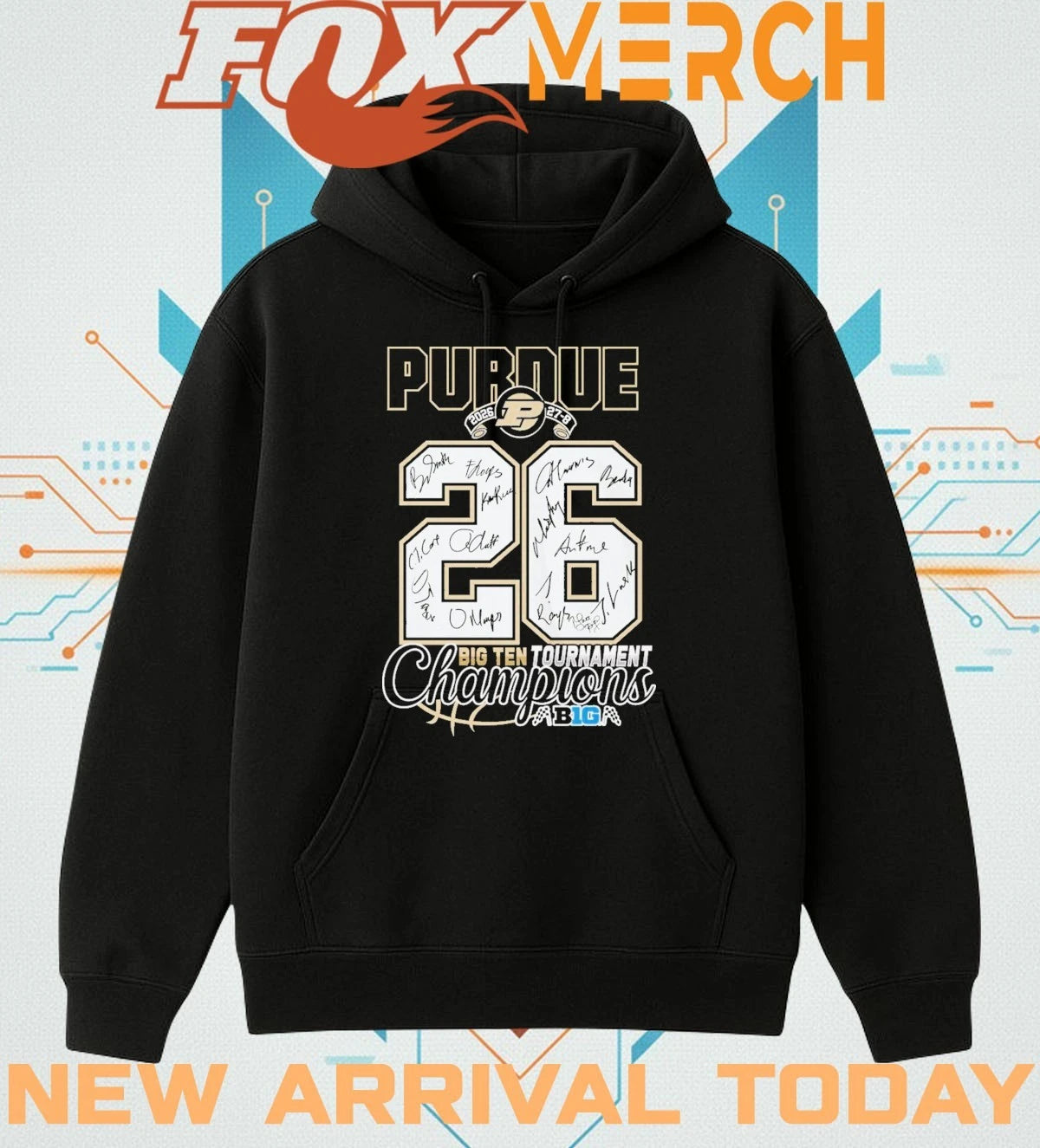 Purdue Boilermakers 2026 27-8 Big Ten Tournament Champions signatures t-shirt