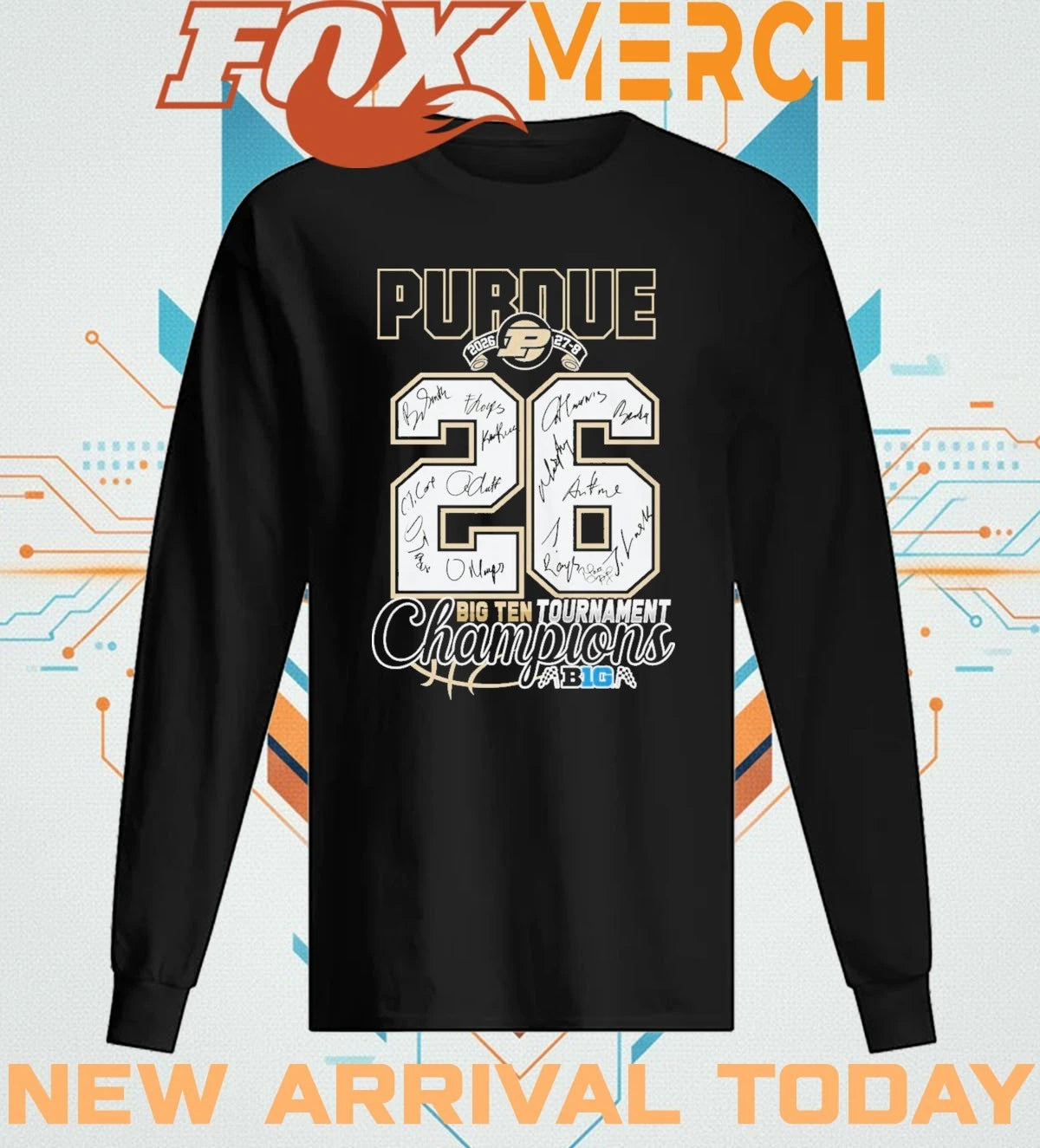 Purdue Boilermakers 2026 27-8 Big Ten Tournament Champions signatures t-shirt