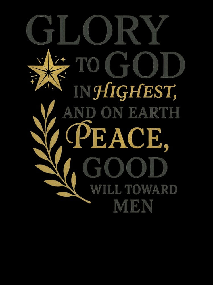 Glory to God in the Highest and on Earth Peace Good Will Toward Men Luke 2 14 Christian Christmas Design for Mugs Stickers T-Shirts Pillows Prints and Cards by Gahyl7