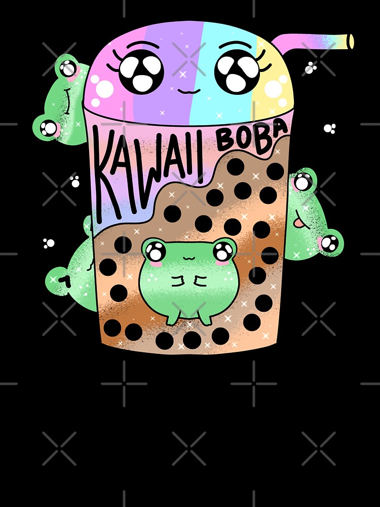 Kawaii chibi frog holding boba tea by Quacktails