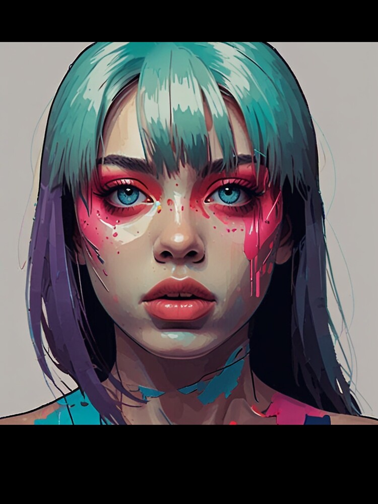 Pop Art Anime Bold Color Poster | Dark Cyberpunk Anime Design by Joy-boy-op