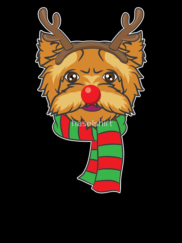 Funny Christmas Dog Xmas Reindeer Yorkshire Holiday Gift by haselshirt