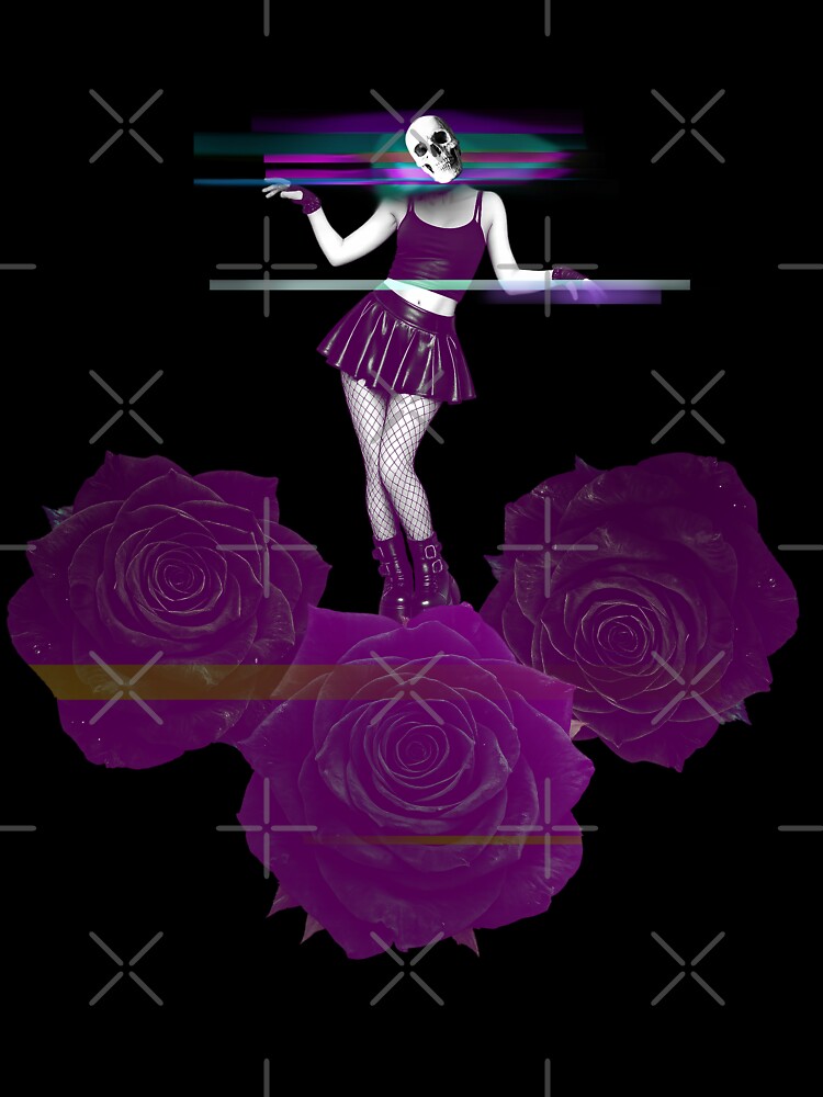 Gothic Glitch Girl With Black Roses by Glitch Ink
