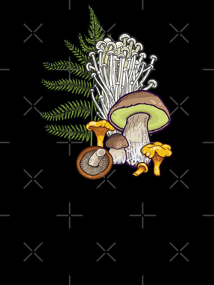 Mushroom Forest | Dark Woodland Cottagecore Pattern Art by smalldrawing