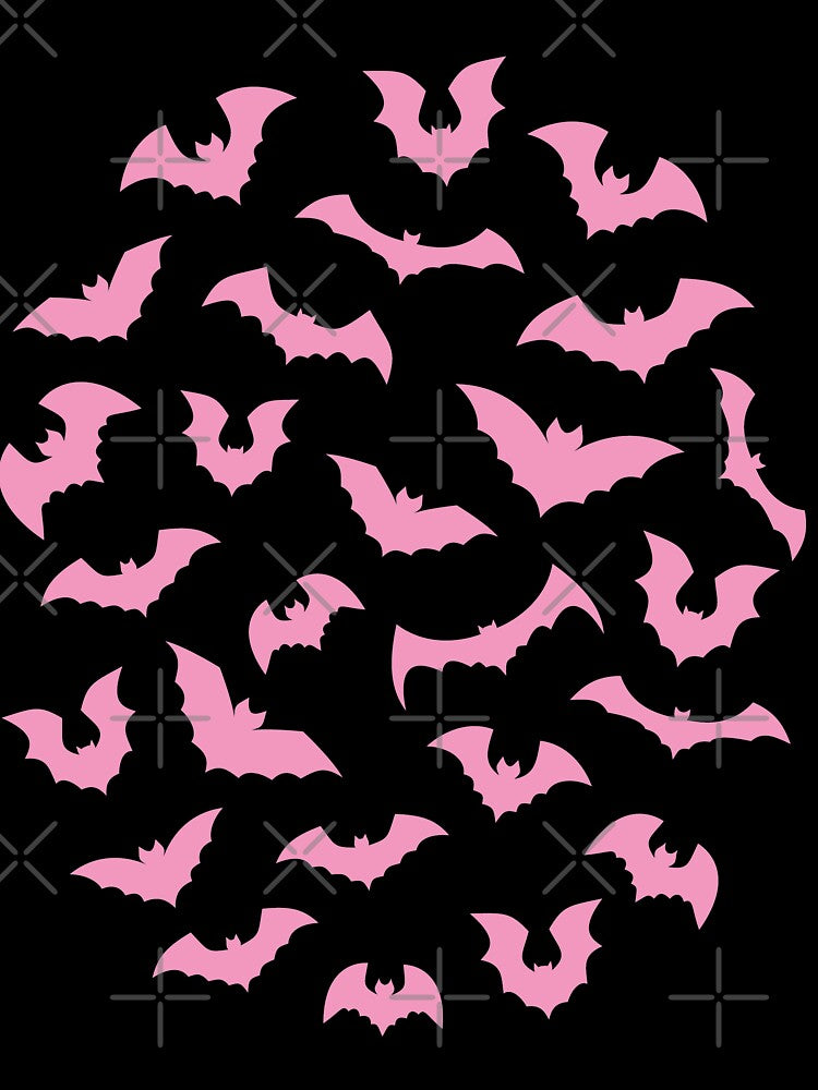 Pastel goth pink black bats by GriffyPrints
