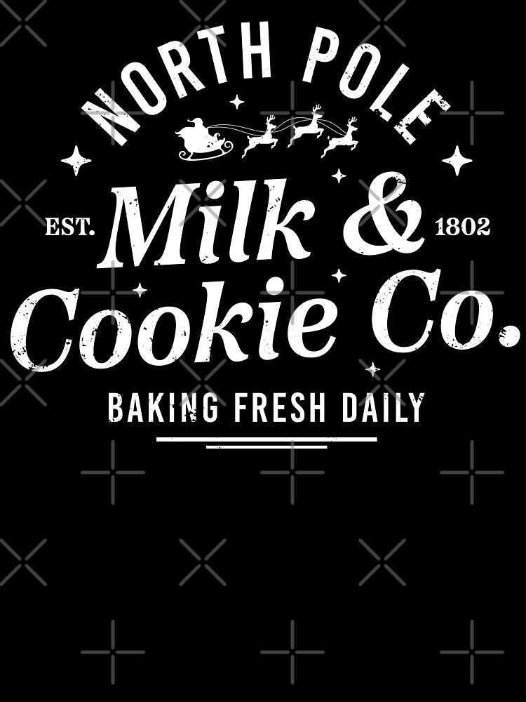 North Pole Milk Cookie Co T-Shirt. Merry Christmas Cute Trendy. Christmas Shirt. Christmas Coffee Mug. Christmas North Pole Stickers. Funny Christmas Shirt. Christmas North Pole Masks. Christmas Gift. by Aknarin Thika