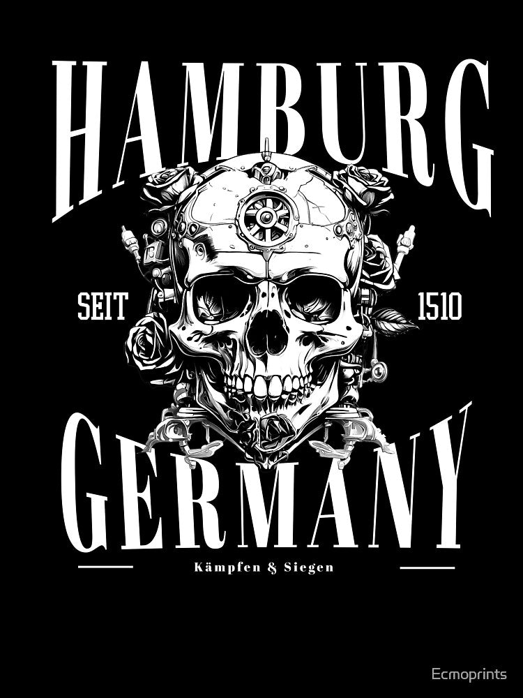 Hamburg Germany lettering with skull by Ecmoprints