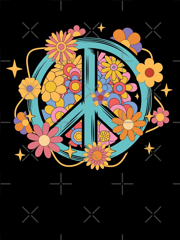 70s 80s Hippie Peace Sign Symbol T-shirt by kdllama