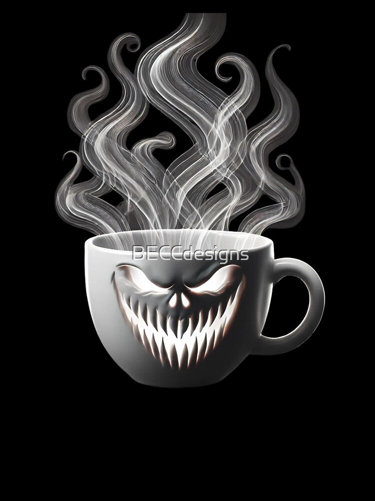 Scary Cup of Coffee Halloween T-Shirt by BECCdesigns