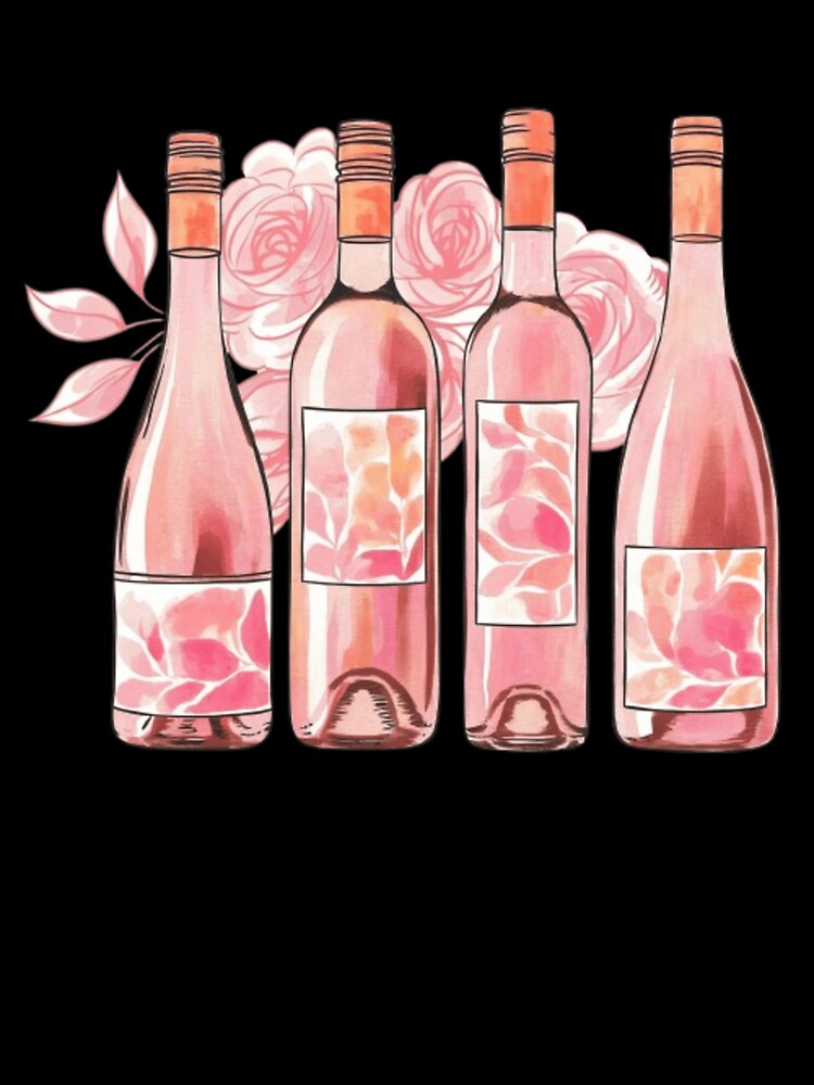 Watercolor Rose Pink Wine Bottles by ArtQueen777