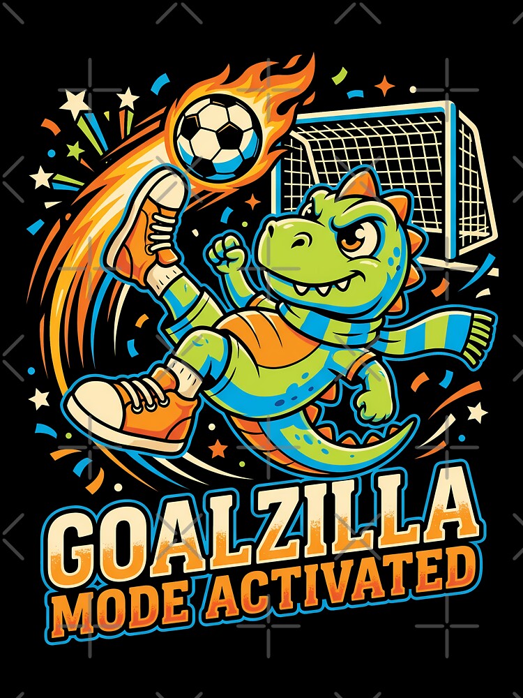 Goalzilla Mode Activated – Funny Soccer Dinosaur Mascot Retro Sports Design by DesignDoodleArt