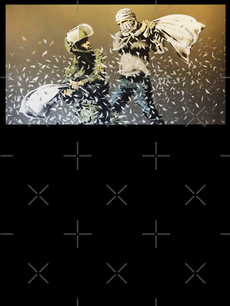 Banksy Street Art - Israeli Soldier vs Palestinian Rebel Pillow Fight by WE-ARE-BANKSY