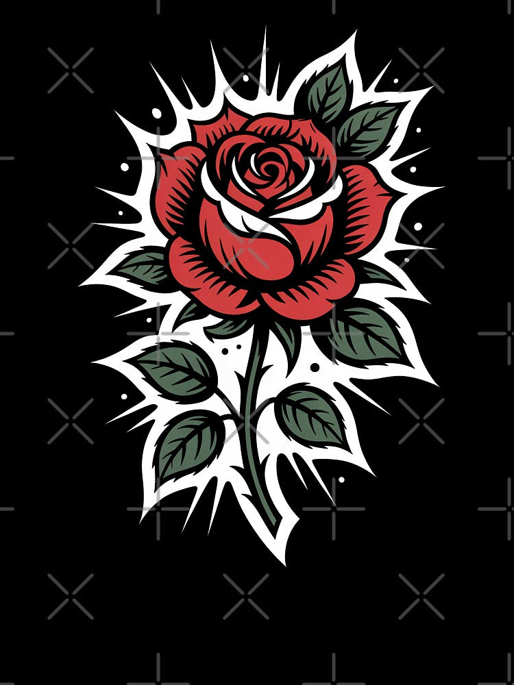 Single Curved Rose Gothic Background Tattoo Art Floral by Say It With Ink