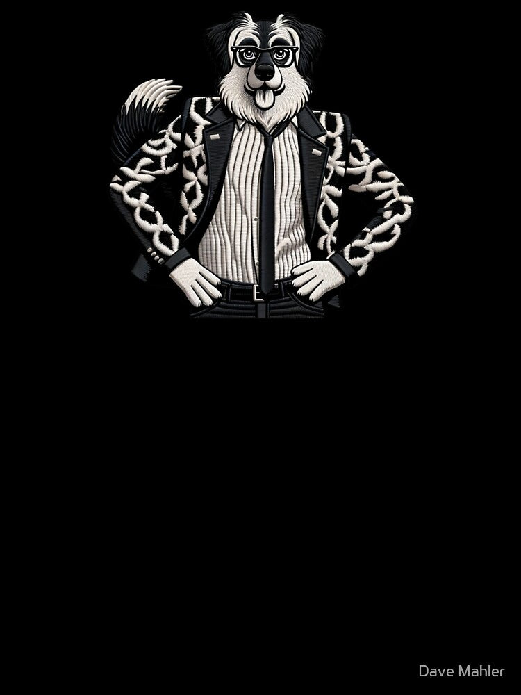 Minimalist Design: Dapper Dog in Suit - Embroidery Style Art by #Adulting Central