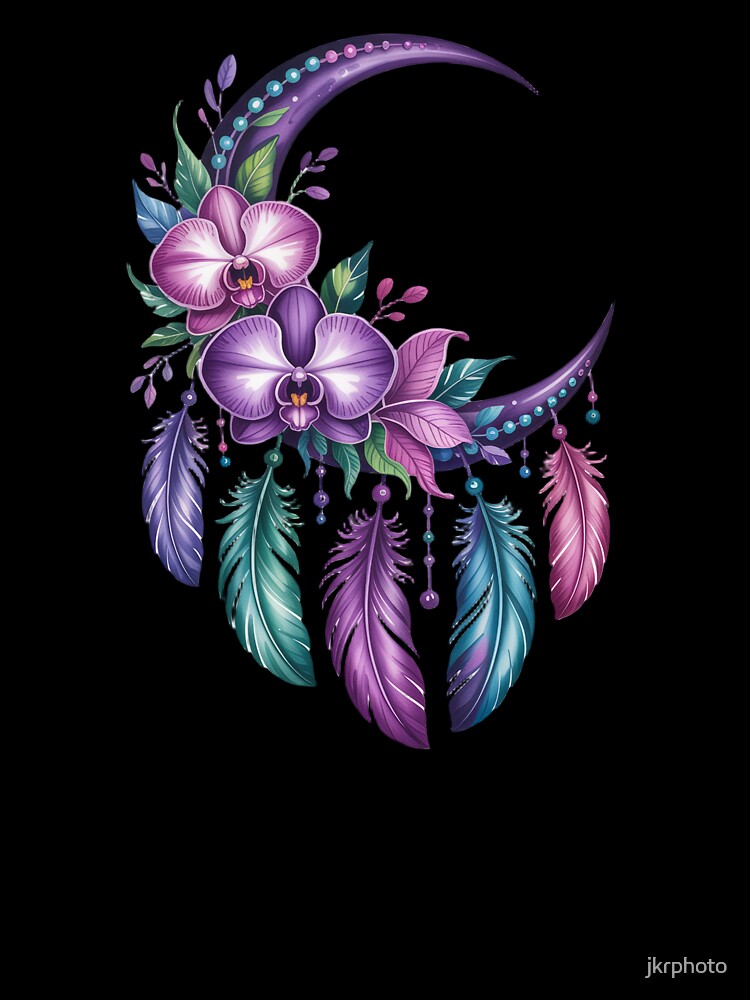 Orchid and Feather Crescent by jkrphoto