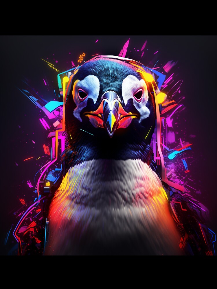 Penguin Neon Pop Art 3 by AstroRisq