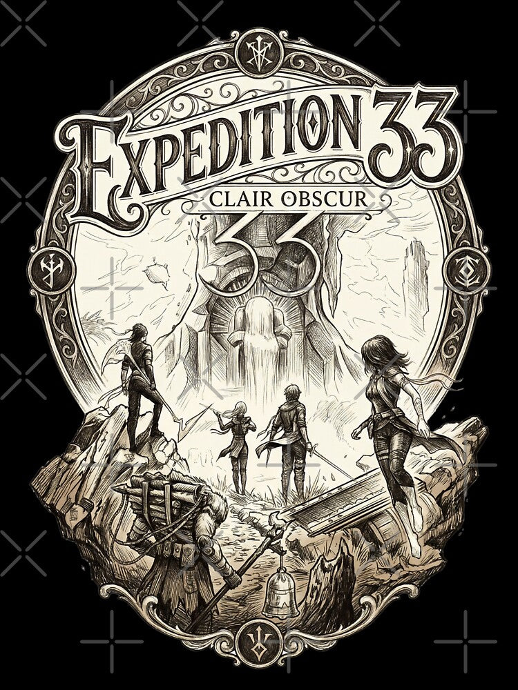 Expedition 33 Clair Obscur Vintage Cabinet 90s Style Turn-Based RPG T-Shirt by Senpaiwaves